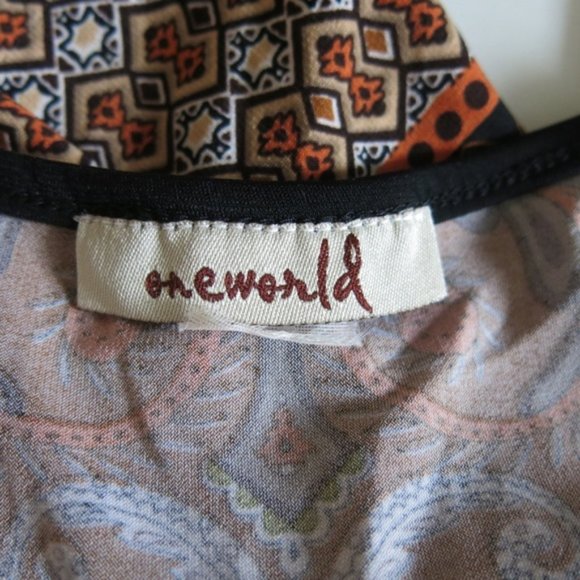 ONE WORLD 3/4 Sleeve V Neck Top Blouse NO SIZE TAG - Picture 3 of 4